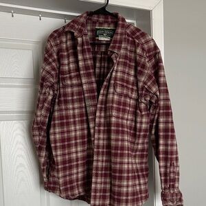 Field & Stream Burgundy and Beige Plaid Shirt